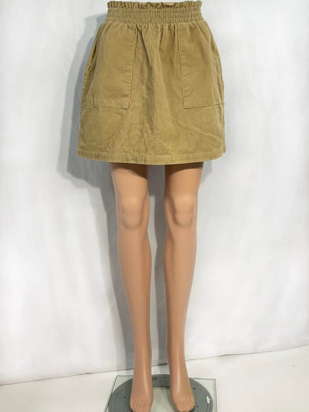 Wishlist Sz S Corduroy Tan With Pockets Mini Skirt Womens 100% Cotton